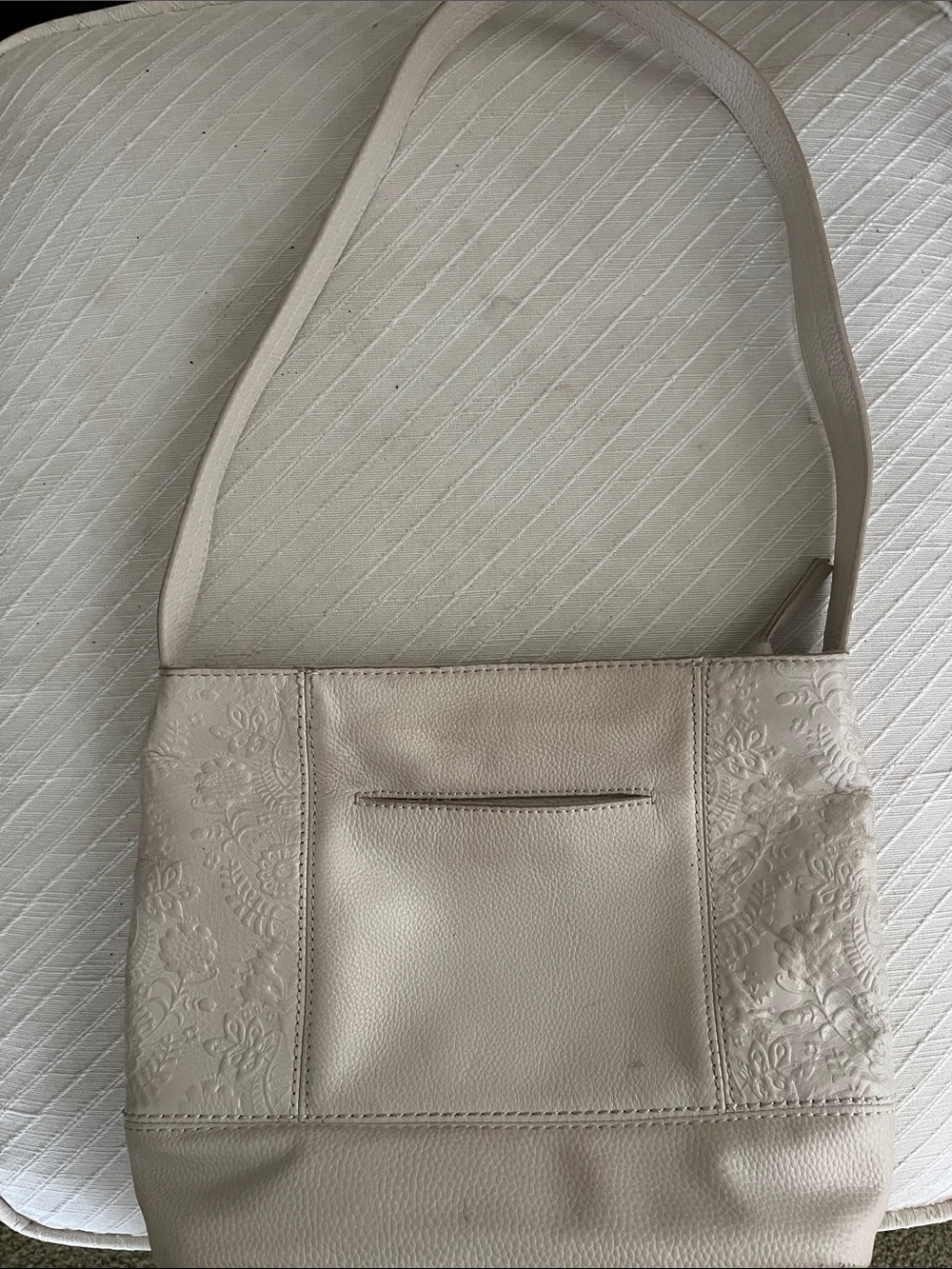 The Sak, De Young Hobo, Women's Cream Embossed Leather Shoulder Bag